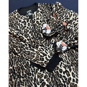 Nick and Nora One Piece Footed Pajamas Leopard Print Size S Face On Feet Cheetah
